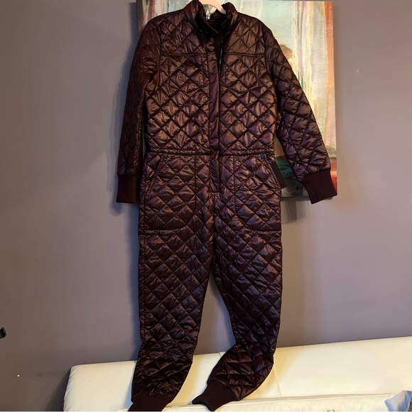LUXTON Sz L Woman’s Snow Ski The Original Jumpsuit Brown Red No.1.2 NWOT - Picture 2 of 16